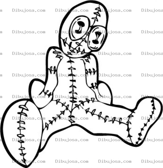 Dibujo para colorear Colorear Muneco De Tela Con Ojos De Botones