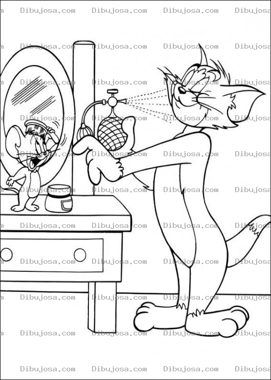 Dibujo para colorear Colorear a Tom echandose perfume