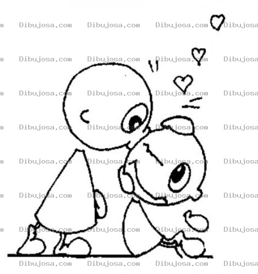 Dibujo para colorear Beso De Hermanitos Para Pintar Y Colorear