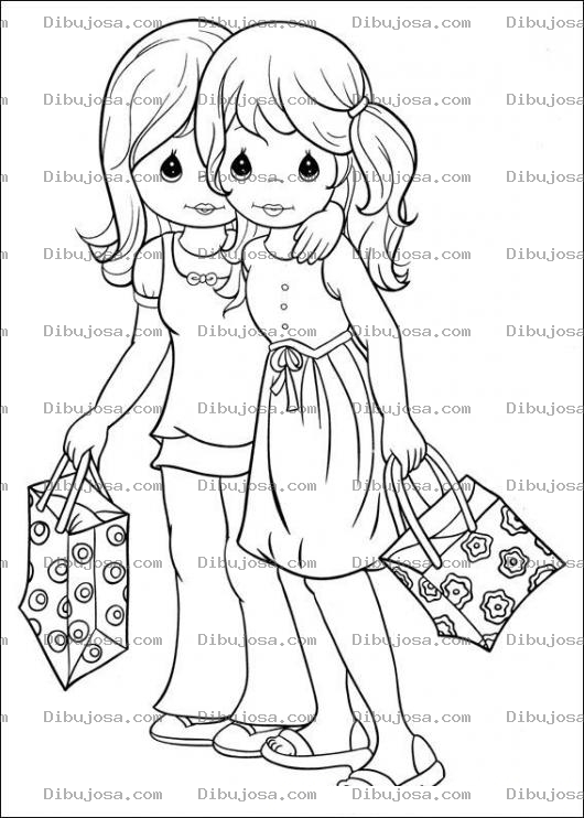 Dibujo para colorear Dibujo De Mejores Amigas Para Pintar Y Colorear