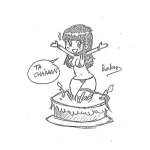 Dibujo para colorear Tarjeta De cumpleanos con Pastel De Mujer Para Pintar Y Colorear