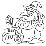 Dibujo para colorear Dibujo De Bruja Cocinando Caldo De Pulpo Para Colorear