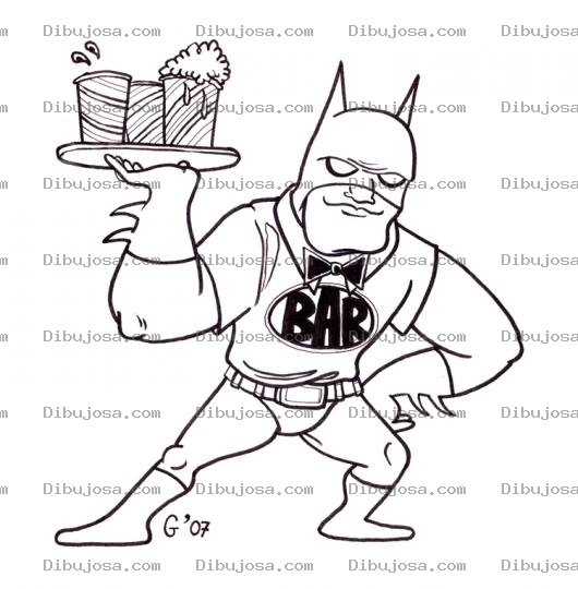 Dibujo para colorear Batman De Mesero Para Pintar Y Colorear