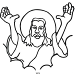 Dibujo para colorear Dibujo De JESUS En Las Nubes Para Colorear Y Pintar
