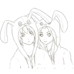 Dibujo para colorear Chicas Conejitas Para Pintar Y Colorear