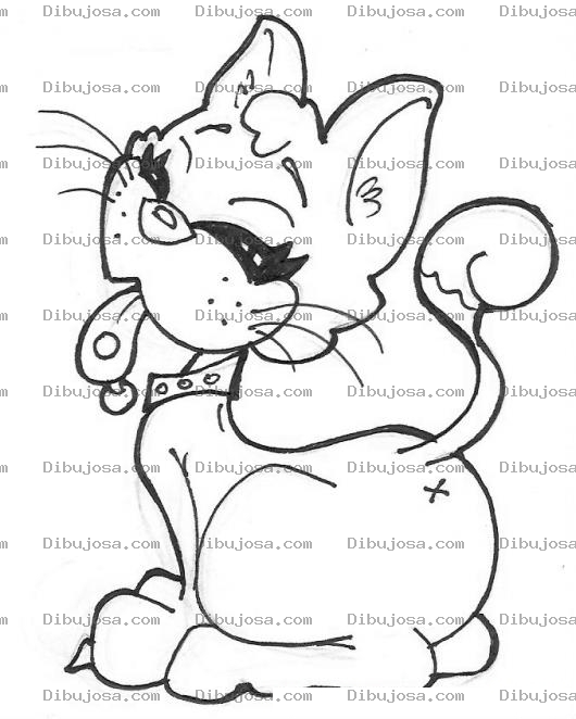 Dibujo para colorear Dibujo De Gata Sacando La Lengua Para Colorear