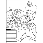 Dibujo para colorear Colorear a Tom y Jerry  haciendo palomitas de maiz