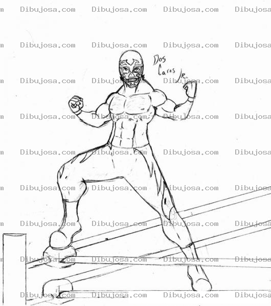 Dibujo para colorear Dibujo De Lucha Libre Mexicana Dos Caras Junior Para Pintar Y Colorear