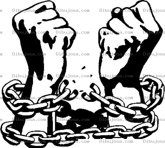 Dibujo para colorear Dibujo De Manos Rompiendo Cadenas De Esclavitud Para Colorear