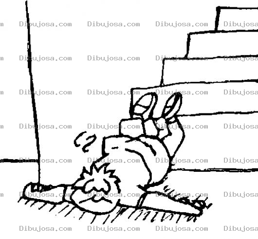 Dibujo para colorear Dibujo De Accidente En Gradas Caida De Escaleras Para Colorear