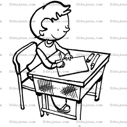 Dibujo para colorear Dibujo De Escritorio Estudiantil Estudiante En Su Pupitre Para Colorear Y Pintar