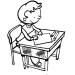 Dibujo para colorear Dibujo De Escritorio Estudiantil Estudiante En Su Pupitre Para Colorear Y Pintar