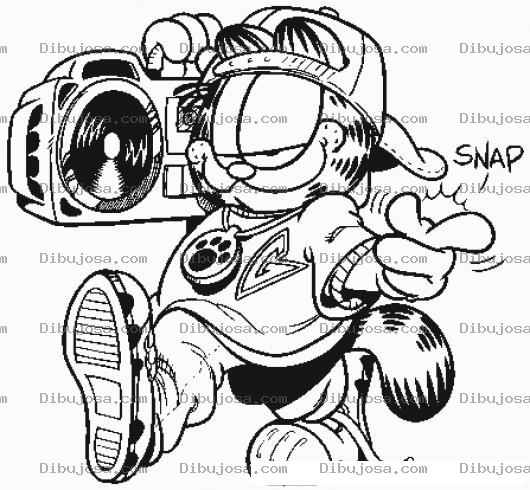 Dibujo para colorear Dibujo De Garfield Rapero Para Colorear