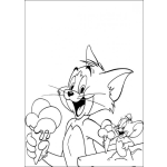 Dibujo para colorear Colorear a Tom y Jerry comiendo helado juntos tomyjerry tom y yerry