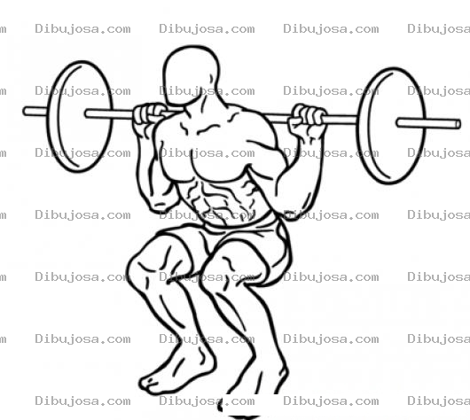 Dibujo para colorear Dibujo De Sentadillas Con Barra Para Pintar Y Colorear