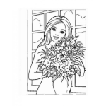 Dibujo para colorear Colorear a Barby con Flores