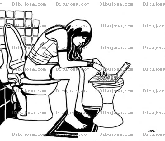 Dibujo para colorear Dibujo De Mujer Adicta Al Internet Para Pintar Y Colorear