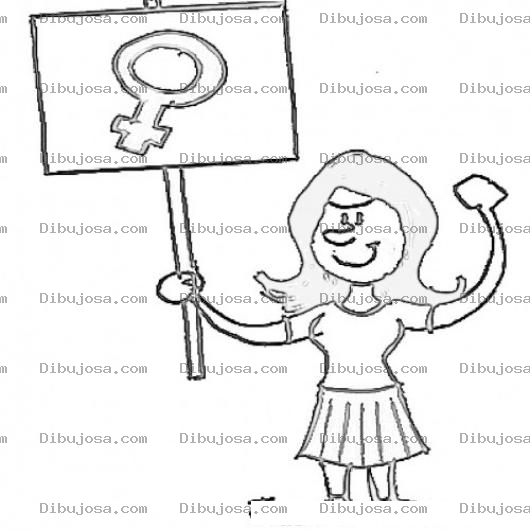 Dibujo para colorear Dibujo Para Colorear A Una Mujer Feminista Porotestando Por Los Derechos De La Mujer Y La Liberacion Femenina
