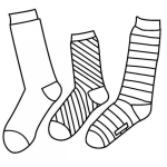 Dibujo para colorear Tres Calcetines Para Pintar Y Colorear