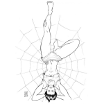 Dibujo para colorear Dibujo De Una Mujer Recostada En Una Tela De Arana Para Pintar Y Colorear