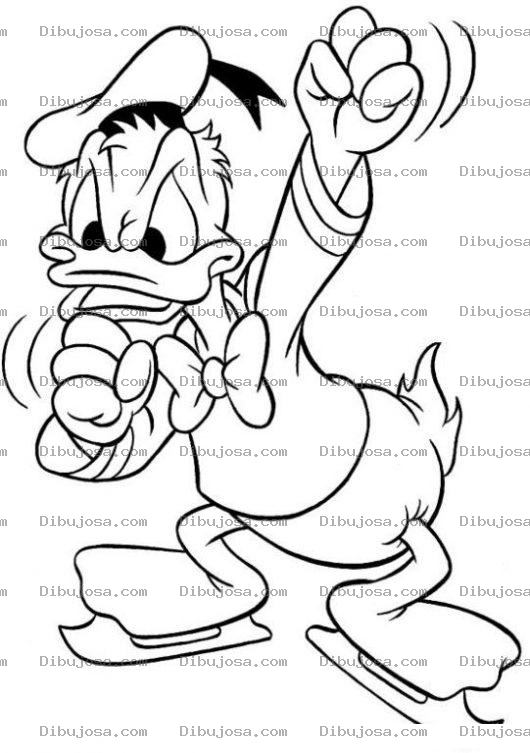 Dibujo para colorear Dibujo Del Pato Donal Enojado Y Peleando Para Colorear