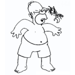 Dibujo para colorear Dibujo De Homero Simpson Con Un Cangrejo Mordiendole La Nariz Para Colorear