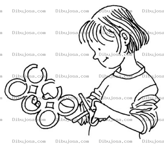 Dibujo para colorear Dibujo Para Colorear A Una Nina Con Tijeras Recortando Una Figura
