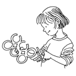 Dibujo para colorear Dibujo Para Colorear A Una Nina Con Tijeras Recortando Una Figura