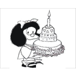 Dibujo para colorear Dibujo De Mafalda Con Un Pastel Para Colorear