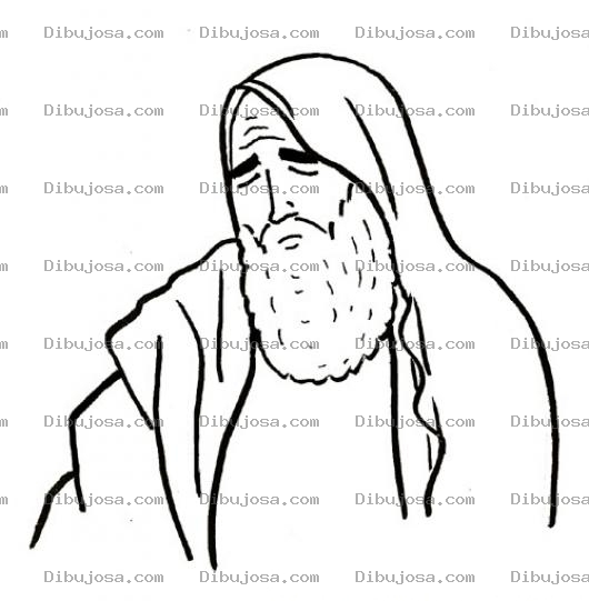 Dibujo para colorear Viejito Barbado Con Tunica Para Pintar Y Colorear