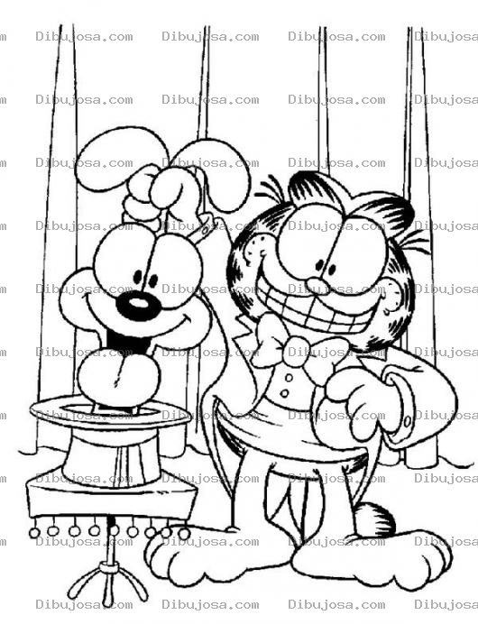Dibujo para colorear Garfield Y Odie Haciendo Acto De Magia Para Pintar Y Colorear