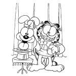 Dibujo para colorear Garfield Y Odie Haciendo Acto De Magia Para Pintar Y Colorear