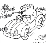 Dibujo para colorear Dibujo De Un Osito Manejando Su Carrito Para Colorear