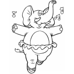 Dibujo para colorear Elefanta Balletista Con Faldita Bailarina Para Colorear Y Pintar