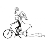 Dibujo para colorear Dibujo De Reciencasados En Bicicleta Para Pintar Y Colorear