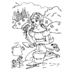 Dibujo para colorear Colorear a Barbie en el jardin