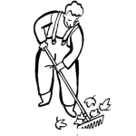 Dibujo para colorear Dibujo De Jardinero Limpiando Las Hojas Para Colorear