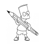 Dibujo para colorear Dibujo De Bart Simpson Con Un Lapiz Gigante Para Colorear