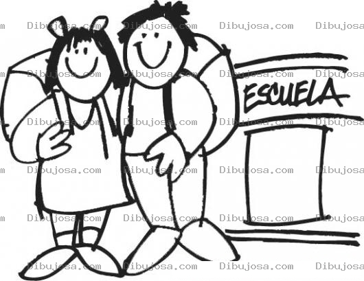 Dibujo para colorear Dibujo De Ninos Frente A Una Escuela Para Colorear