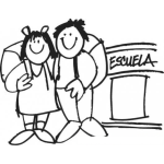 Dibujo para colorear Dibujo De Ninos Frente A Una Escuela Para Colorear