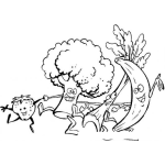 Dibujo para colorear Dibujo De Frutas Y Verduras Fresa Brocoli Apio Y Banano Para Colorear