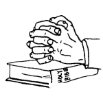 Dibujo para colorear Dibujo De Manos Sobre La Biblia Para Colorear