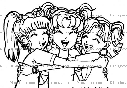 Dibujo para colorear Tres Amigas Para Pintar Y Colorear