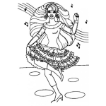 Dibujo para colorear Colorear a Barbie bailando