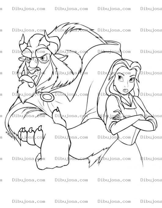 Dibujo para colorear Dibujo De La Bella Y La Bestia Enojados Para Pintar Y Colorear