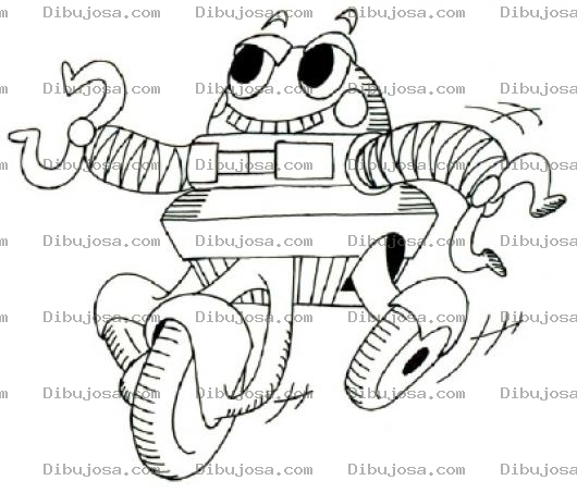 Dibujo para colorear Dibujo De Robot Con Ruedas Para Colorear
