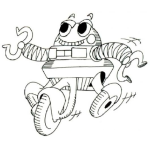 Dibujo para colorear Dibujo De Robot Con Ruedas Para Colorear