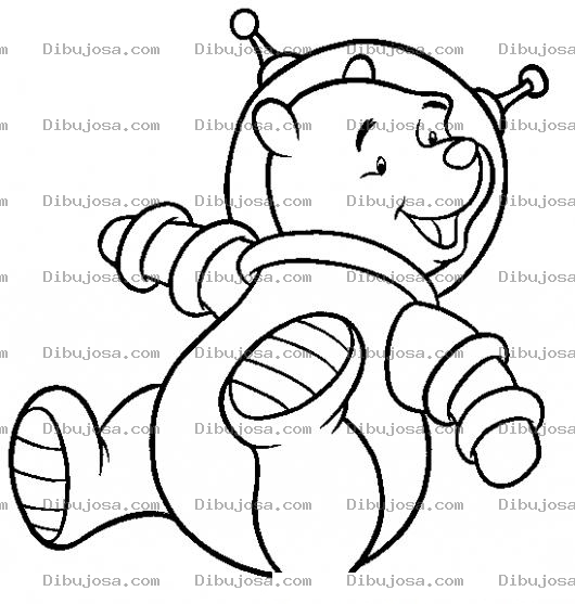 Dibujo para colorear Winnie De Pooh Con Traje De Astronauta Para Pintar Y Colorear