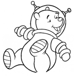 Dibujo para colorear Winnie De Pooh Con Traje De Astronauta Para Pintar Y Colorear