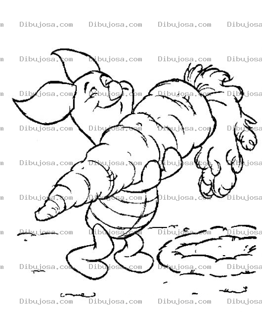 Dibujo para colorear Dibujo De Piglet Con Una Zanahoria Gigante Para Colorear